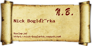 Nick Boglárka névjegykártya
